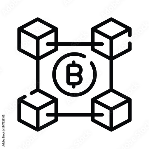 A modern outline icon of blockchain connection nodes