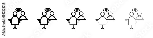 Job interview icon flat illustration set logo