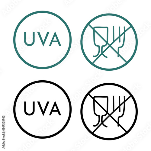 UVA AND FOOD SAFE ICON VECTOR SIGN.
