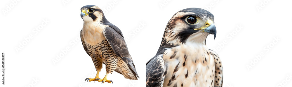 Fototapeta premium peregrine falcon bird of prey on white background