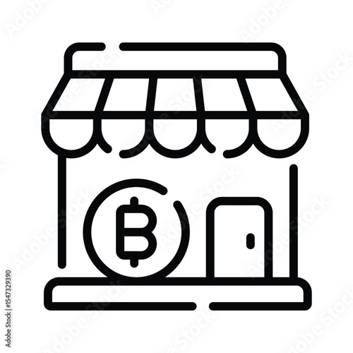 A modern linear icon of bitcoin store front