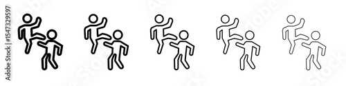 Kickboxing icon flat illustration set logo
