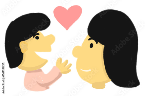 A Cartoon mother and child illustration in PNG format with transparent background, perfect for family-themed designs and education.