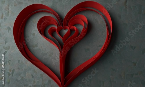 Intricate Red Paper Heart Art: A Valentines Day Craft Video