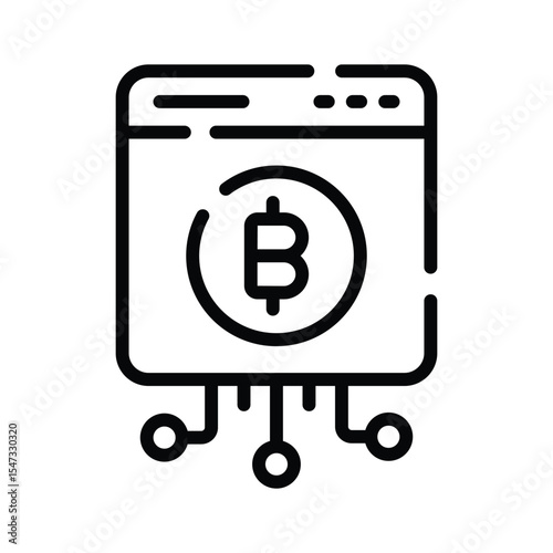 A customizable outline icon of bitcoin website