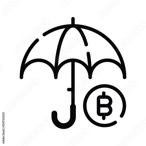 Well designed linear icon of bitcoin insurance