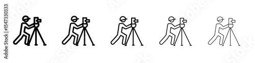 land surveyor icon flat illustration set logo