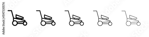 Lawn mower icon flat illustration set logo
