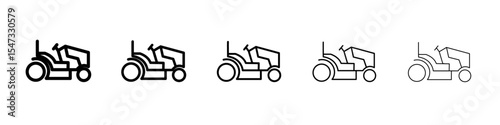 Lawn mower icon flat illustration set logo