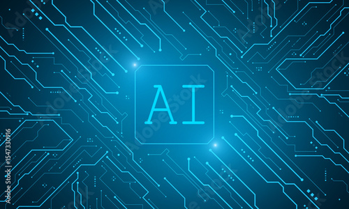 Artificial Intelligence ,AI chipset on circuit board, futuristic Technology Concept	
