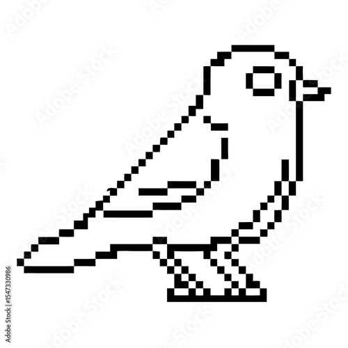 junco bird perched in pixel art style showcasing simplicity and detail