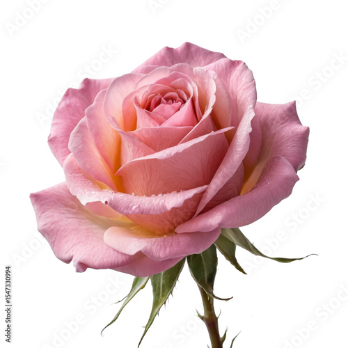 opened pink rose bulgarian isolated on transparent background