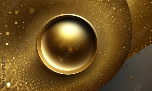 Animated Golden Orb with Sparkling Particles and Elegant Abstract Background