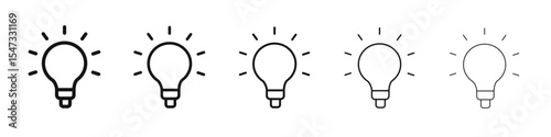 Lightbulb icon flat illustration set logo