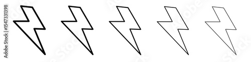Lightning power charge icon flat illustration set logo