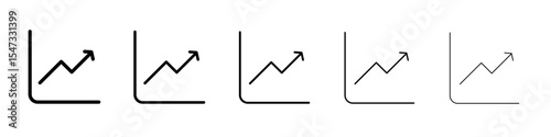Line chart icon flat illustration set logo