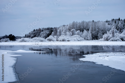 Wallpaper Mural River landscape with snow and frost Torontodigital.ca