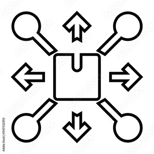 distribution line icon design. distribution thin black outline symbol vector illustration. editable stroke icon on transparent background.