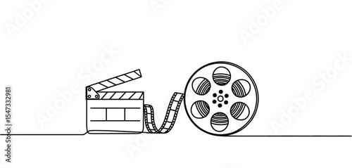 Filmmaking Clapperboard and Film Reel Illustration