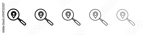 Location search icon flat illustration set logo