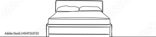 continuous single line drawing of double bed, line art vector illustration