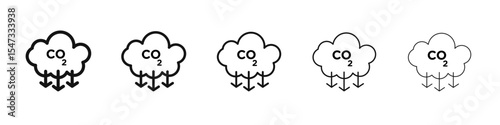 Low carbon dioxide icon flat illustration set logo