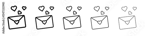 Love letter icon flat illustration set logo