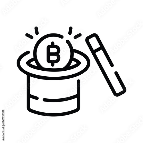 A modern linear icon of bitcoin magic sparkles