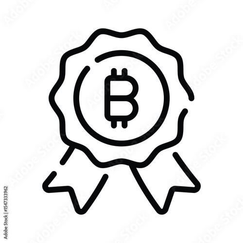Easy to edit outline icon of bitcoin award badge