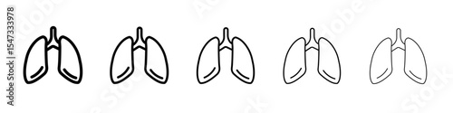 Lungs Icon flat illustration set logo