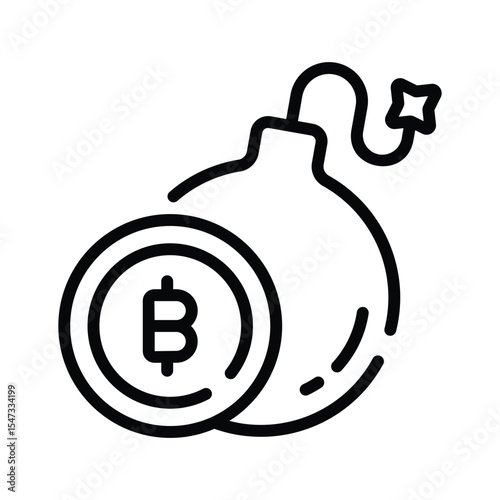 A trendy outline icon of bitcoin threat alert