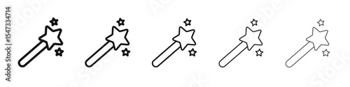 Magic wand icon flat illustration set logo