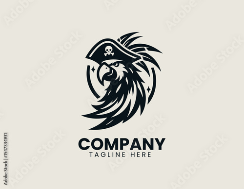 Pirate parrot mascot vector logo illustration design combining bird profile and nautical theme in bold style