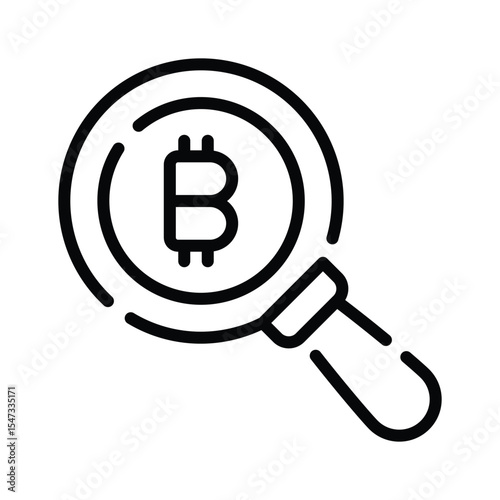 Grab this outline icon of bitcoin search magnifier