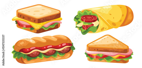 Delicious Variety of Sandwiches and Wraps for Lunch