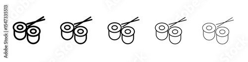 Maki sushi roll icon flat illustration set logo