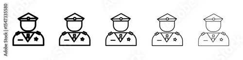 Male chief officer icon flat illustration set logo