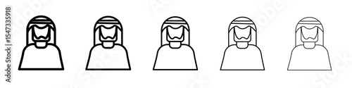 man in wearing a keffiyeh icon flat illustration set logo