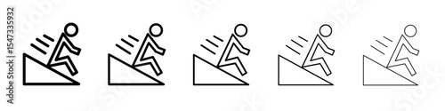 Man slide on slope icon flat illustration set logo