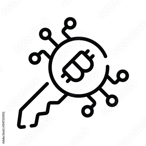 A modern linear icon of encrypted bitcoin key