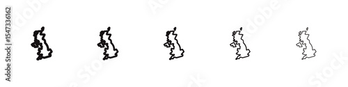 Map of england icon flat illustration set logo