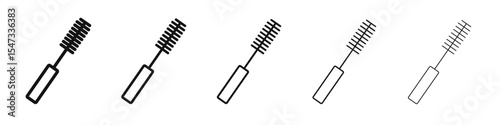 Mascara brush icon flat illustration set logo