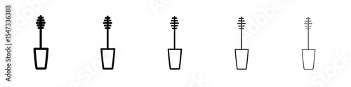 Mascara brush icon flat illustration set logo