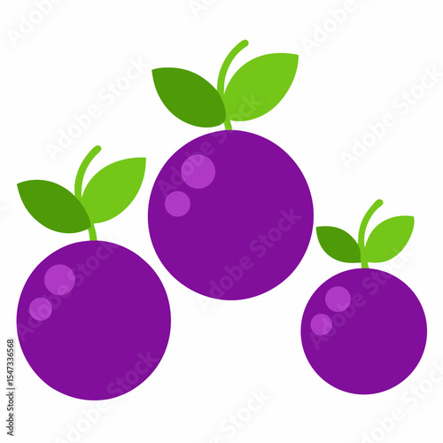 vector illustration of plums with leaves