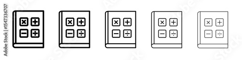 Maths book icon flat illustration set logo