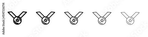 Medal icon flat illustration set logo
