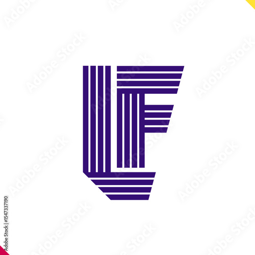 Parallel line monogram initial logo, combination of letter L and F. Best for name abbreviation.