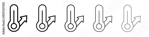 Meteorology thermometer measuring icon flat illustration set logo