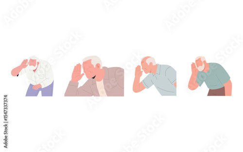 Elderly People Listening Attentively, Illustrating Hearing Loss