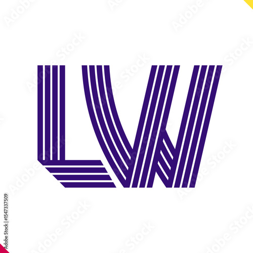 Parallel line monogram initial logo, combination of letter L and W. Best for name abbreviation.